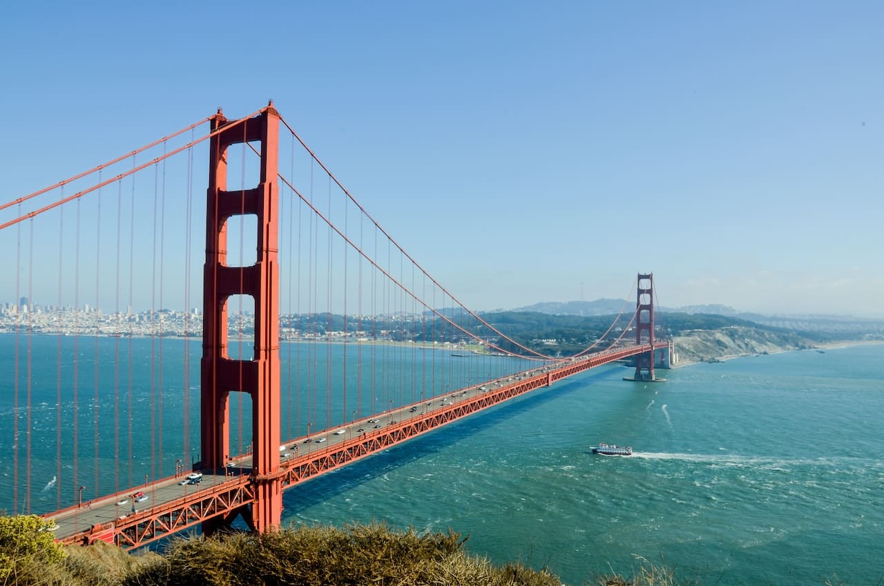 The picture of the Golden Gate Brige in San Francisco